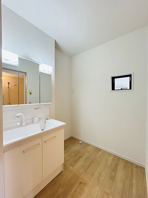 使いやすいタイプの洗面化粧台のあるランドリースペース