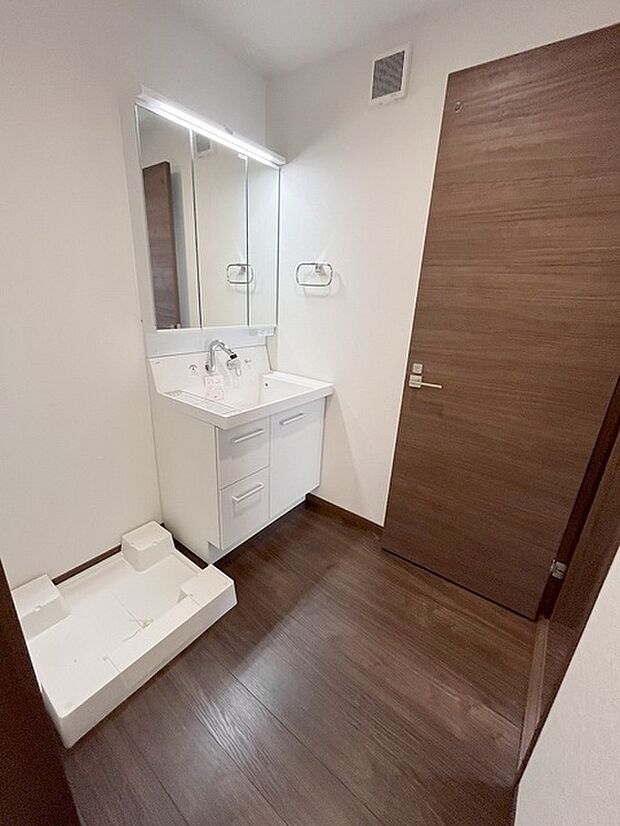 使いやすいタイプの洗面化粧台のあるランドリースペース