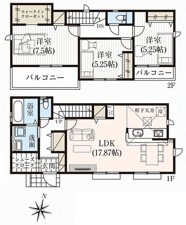 ゆったりとした3LDKの間取りです