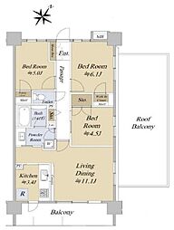 ゼファー立川ハウスオブエデン 3LDKの間取り