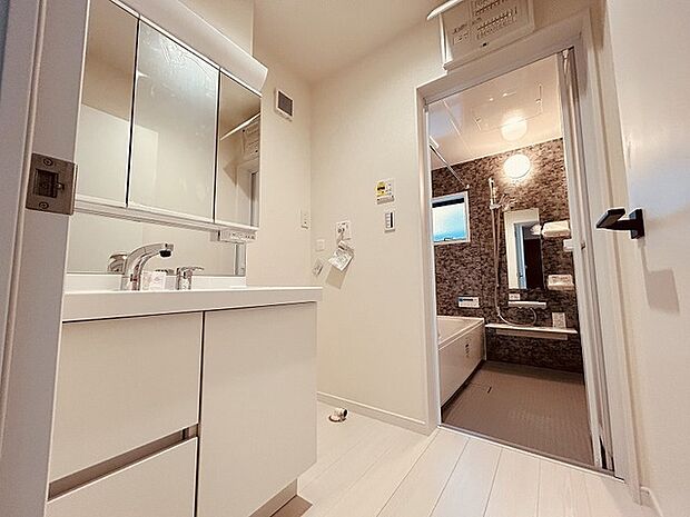 使いやすいタイプの洗面化粧台のあるランドリースペース IMG_5861