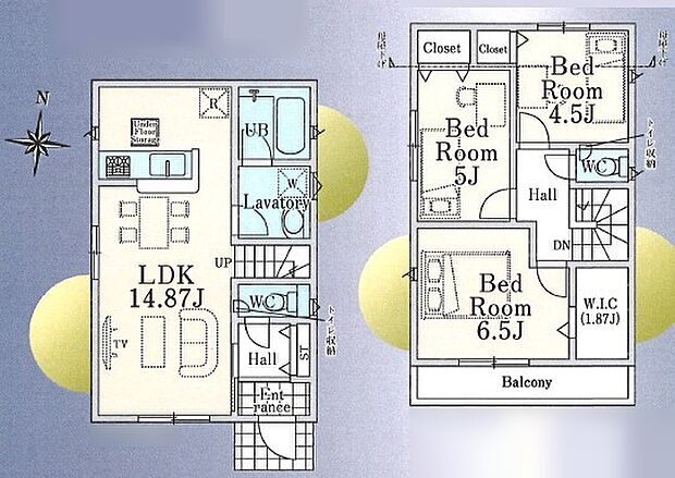 リビング階段の3LDKの間取りです