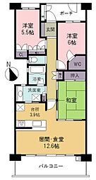 ヒルズ府中天神町ヴェールアリーナ 3LDKの間取図画像
