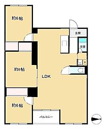 府中コーポラス 3LDKの間取り