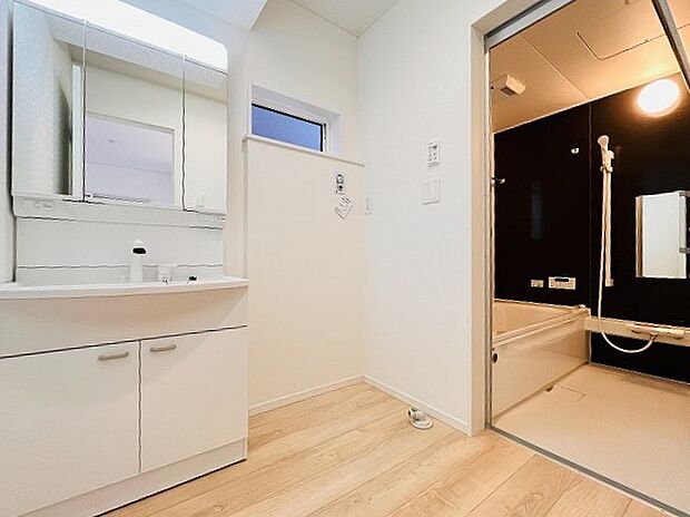 使いやすいタイプの洗面化粧台のあるランドリースペース