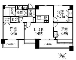 ゼファー調布多摩川 3LDKの間取り