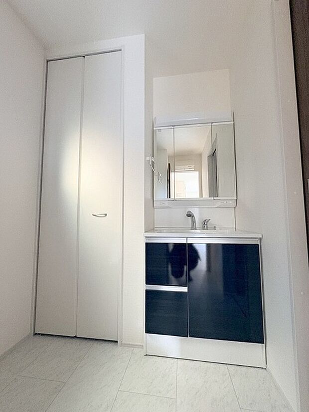 使いやすいタイプの洗面化粧台のあるランドリースペース