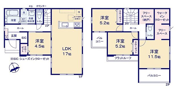 収納がゆったりとした4LDKの間取り