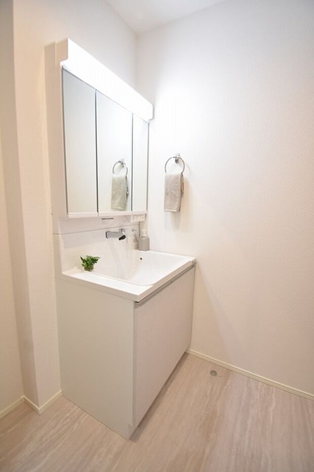 使いやすいタイプの洗面化粧台のあるランドリースペース