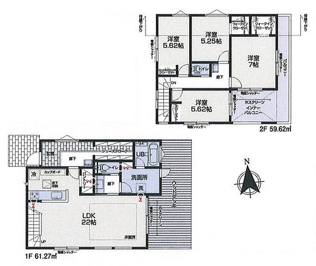 リビングからつながるウッドデッキが魅力的な間取り