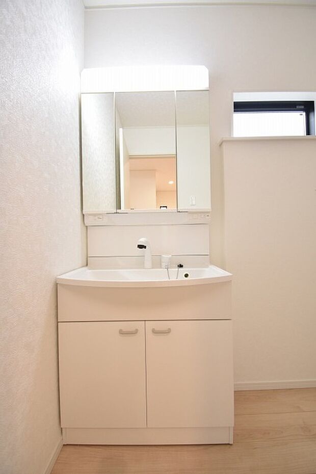 使いやすいタイプの洗面化粧台のあるランドリースペース 