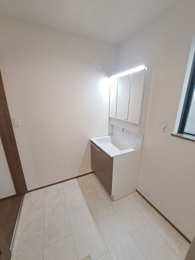 使いやすいタイプの洗面化粧台のあるランドリースペース