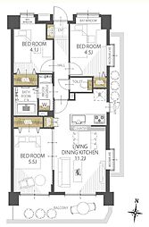 シャルムコート東村山美住町 3LDKの間取図画像