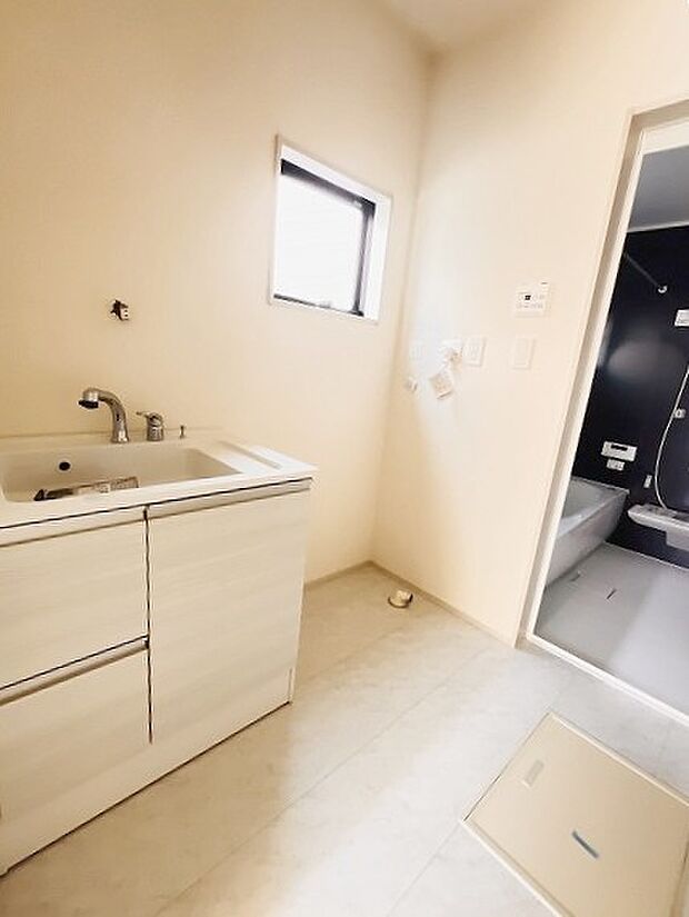 使いやすいタイプの洗面化粧台のあるランドリースペース