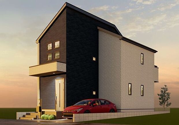 周辺の街並みの中で適度な主張、生活に溶け込むシンプルなデザインの外観が魅力の一戸建です。 