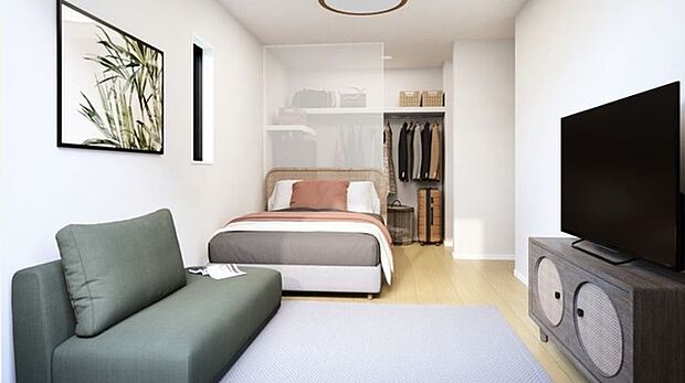 洋室はモダンなデザインと機能性を備え、快適な生活空間に。明るい窓から差し込む自然光が広々とした空間をさらに明るく開放的に感じさせます。