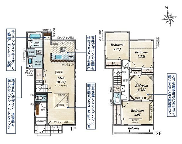 パントリーのある4LDKの間取り