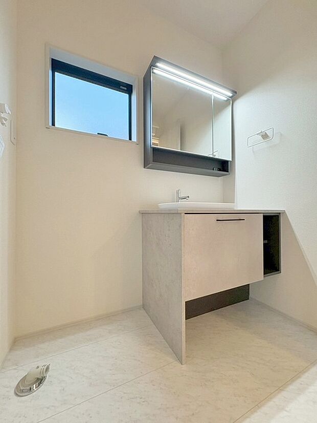 使いやすいタイプの洗面化粧台のあるランドリースペース
