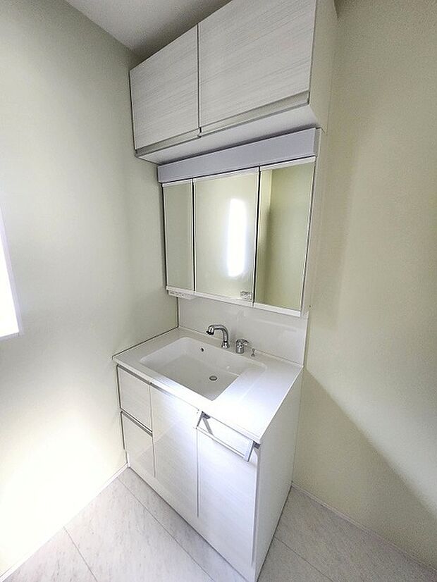 使いやすいタイプの洗面化粧台のあるランドリースペース