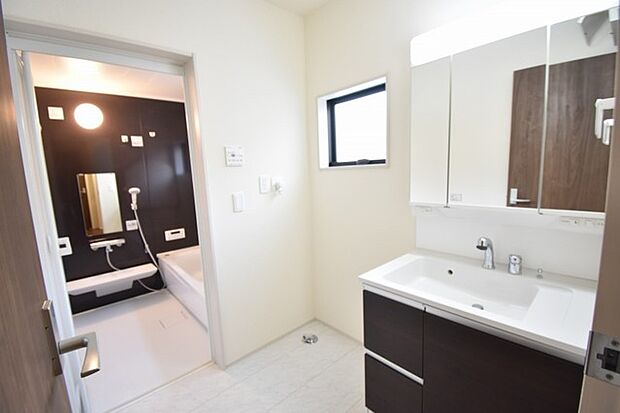 使いやすいタイプの洗面化粧台のあるランドリースペース