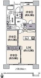 府中グリーンハイツ2号棟 3LDKの間取図画像