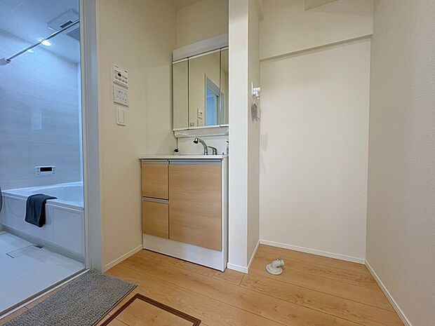 使いやすいタイプの洗面化粧台のあるランドリースペース