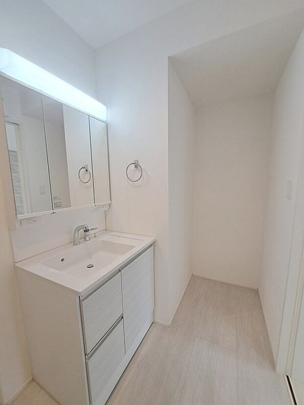 使いやすいタイプの洗面化粧台のあるランドリースペース