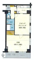 ヴィラージュ武蔵野 1LDKの間取図画像