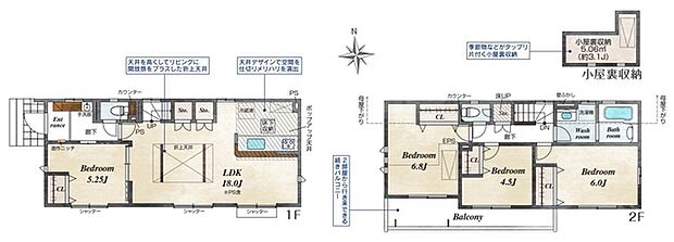 ゆったりとした4LDKの間取りです