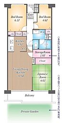 コープ野村府中武蔵野台3号棟 3LDKの間取図画像