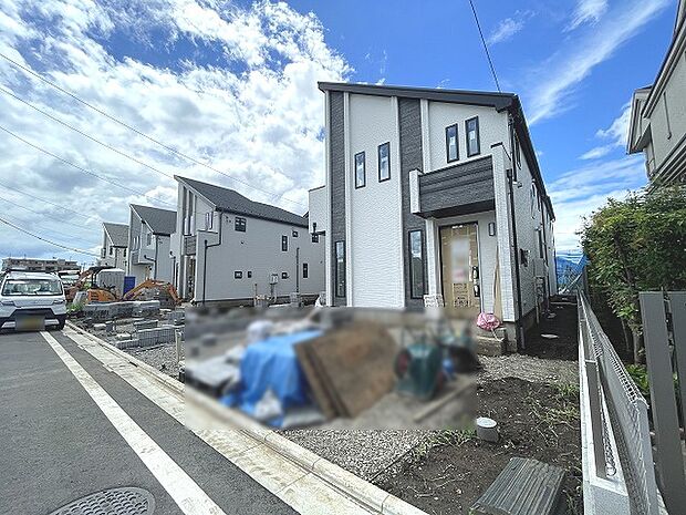 周辺の街並みの中で適度な主張、生活に溶け込むシンプルなデザインの外観が魅力の一戸建です。 