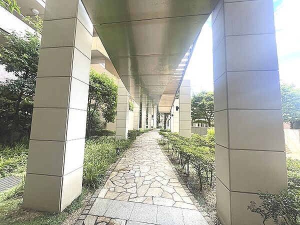 周囲の景色が美しい、明るく開放的な通路。四季の移ろいを感じながら、心穏やかな時を過ごせます