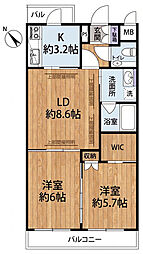 ワコーレ初台ガーデン 2LDKの間取図画像