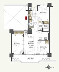 レールシティ八王子 3LDKの間取図画像