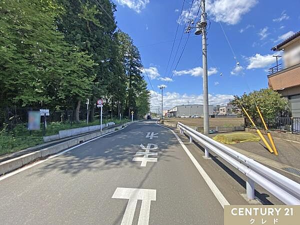 【南側8.0ｍ道路】陽光の照らす南面道路には程よい緑も生い茂るゆとりある道路がまっすぐと伸びています。お気軽にお問い合わせください。