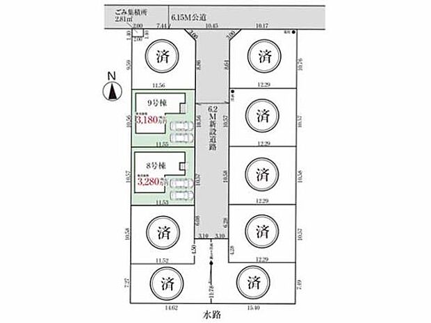 中央に6.2mの道路が新設！全10棟のゆとり溢れる新しいコミュニティが誕生します！全棟36.4坪以上の敷地で駐車2台可！周辺環境も含めてご案内致します！お気軽にご連絡下さい