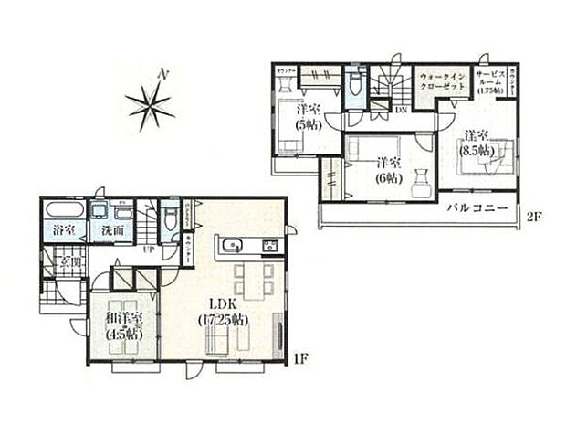 家族のライフスタイルに寄り添う、使い勝手の良い4LDK!対面式キッチンを配したLDK17.25帖!WIC、パントリーなど収納充実!多様な用途に使用できるサービスルーム!