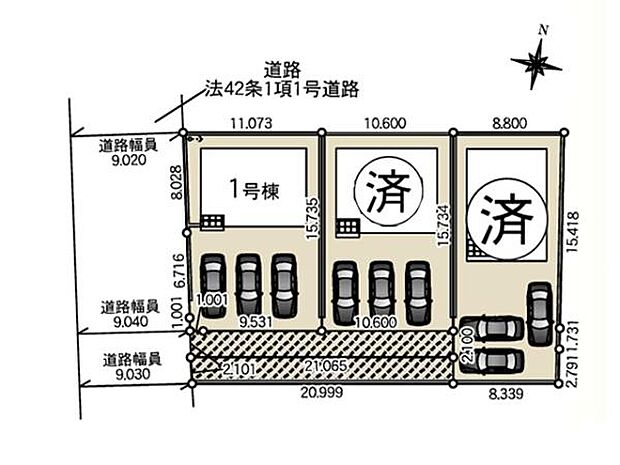 敷地51坪以上のゆとりある全3棟！カースペース3台。JR高崎線「鴻巣」駅よりバス17分、「丸貴」バス停徒歩8分。