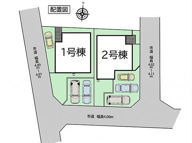 南道路に面した全2棟！陽当たり通風良好！各棟とも角地の為開放的です。駐車スペース3台（車種による）近隣に商業施設が充実した住環境です！周辺環境も含めてご案内致します！