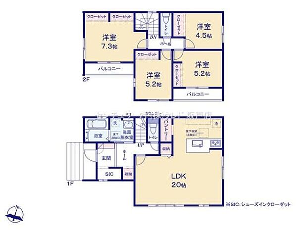 子育て家族にもオススメの4LDK!南向きで明るいLDK20帖!ゆとりがあり、快適に過ごせます。パントリー、SICなど収納豊富!