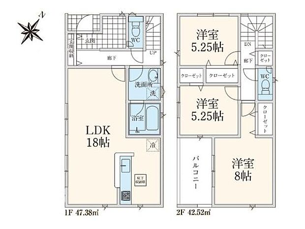 ゆとりのリビングには対面式キッチンを設置し、18帖の家族憩いの空間を見渡すことができます。全居室収納により、好みのレイアウトを楽しめます。