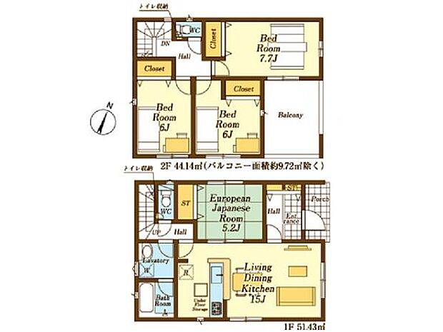 対面式キッチン・リビングスルー階段を採用した家族との会話も弾むLDK15帖。1階和室は客間や寝室、キッズスペースにも活用できます!
