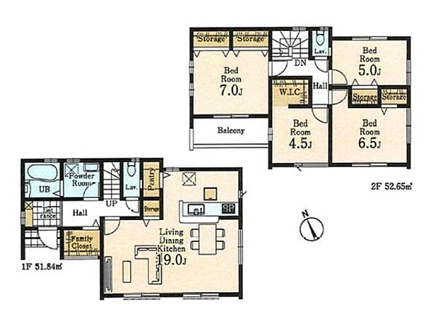 子育て家族にもピッタリな4LDK。WIC、パントリー、ファミリークローゼットなど収納も充実！