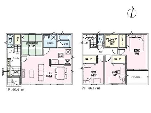 陽当たり良好な南向き4LDK。主寝室は広々8帖！ライフスタイルに合わせて柔軟に使える1階和洋室、テレワークルーム付き。