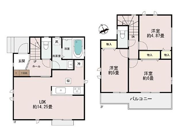 ZEH水準の省エネ住宅。南西向きで陽当たり良好な3LDK。家事動線に配慮したオープンエアな対面式キッチンを配したLDK14.25帖！