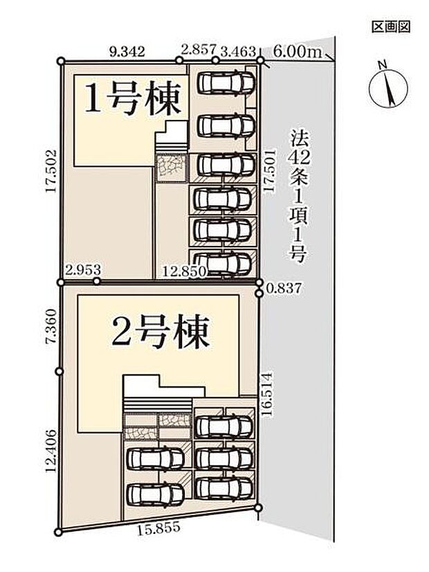 83〜88坪のゆとりある敷地。カースペースは5〜6台分確保しました。急な来客時やお子様が免許を取得した際も安心です。