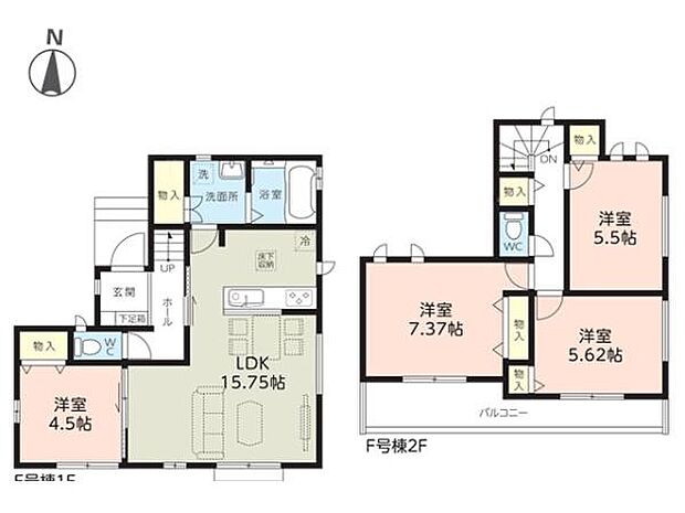 LDK+洋室で「約20帖」の広々空間としても使える柔軟性の高い4LDK。家族の成長やライフスタイルの変化に合わせてお使いいただけます。