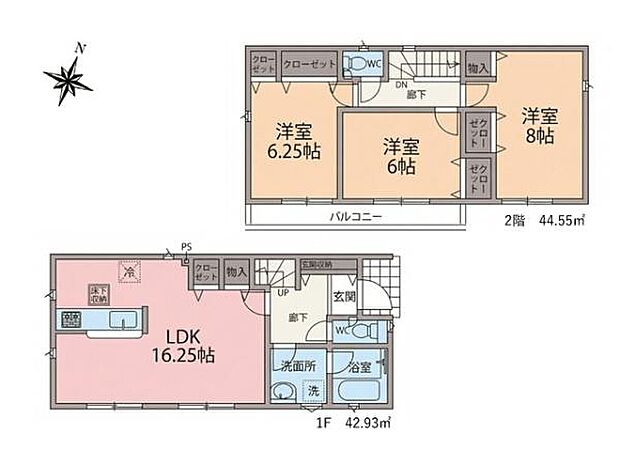 全居室南東向きで、一日を通して陽射しが差し込む明るい3LDK。全居室6帖以上・収納を設けたゆとりある間取りです。