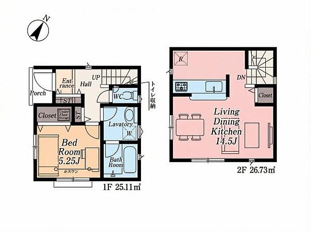 足音も騒音も気にせず暮らせる1LDKの新築一戸建て。LDK14.5帖の2階リビングで陽当たり・通風も良好。自分だけの時間を満喫できます。