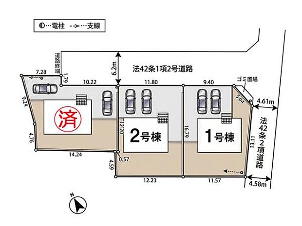 全棟、敷地広々60坪超！カースペース2台＋南庭付き。西武新宿線「本川越」駅・東武東上線「川越市」駅利用。